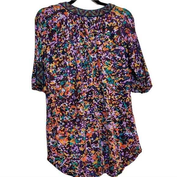 BCBGMaxAzria Womens Grape Paint Splatter Print Blouse Size XS - Picture 6 of 13